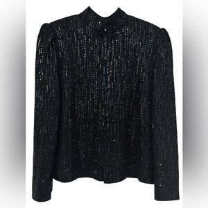 St. John Evening Black Embellished Knit Jacket USA Made Size 8